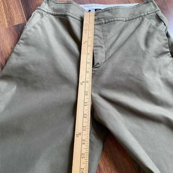 J. Crew Wide Leg Cotton Blend Dark Olive Green Trousers Size 6 - Picture 8 of 10
